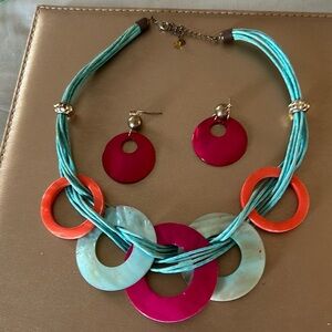 Colorful matching necklace and earrings